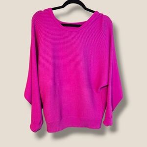 Express Bright Fuchsia Ribbed Scoop-Neck Top With Back Cut Out